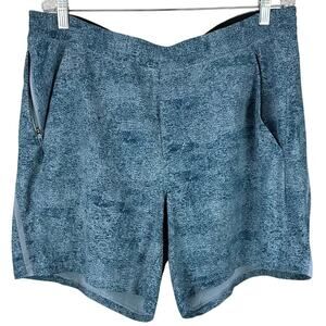 Lululemon Pace Breaker Lined Shorts 7" Blue Marble Men's Size XX-Large EUC